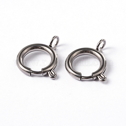 304 Stainless Steel Smooth Surface Spring Ring Clasps STAS-D149-06-1