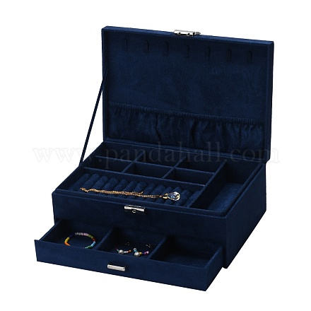Boîtes à bijoux en velours et bois VBOX-I001-04B-1