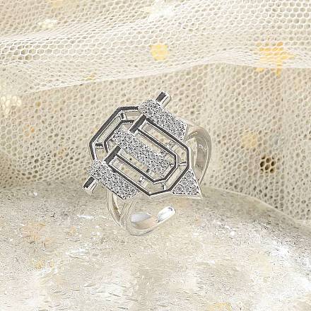 Латунные микропаве прозрачные кубические цирконии открытые манжеты кольца для женщин мужчин KK-B124-12P-1