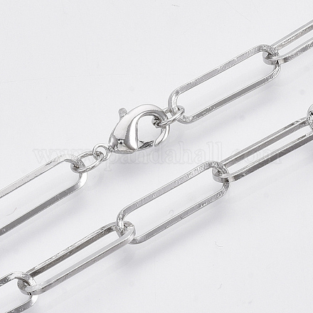 Messing flache ovale Büroklammer Kette Halskette Herstellung MAK-S072-07A-P-1