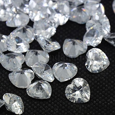 10PCS Clear Grade A Heart Cubic Zirconia Pointed Back Cabochons X-ZIRC-M005-6mm-007-1