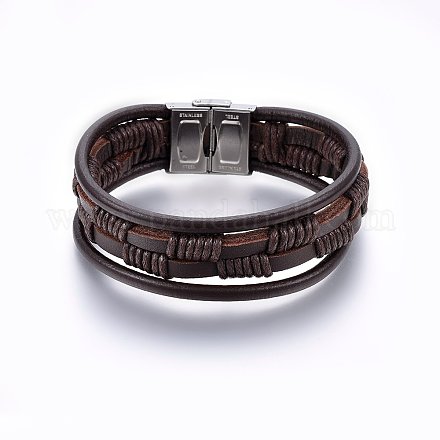 Leather Cord Multi-strand Bracelets BJEW-E345-17P-1