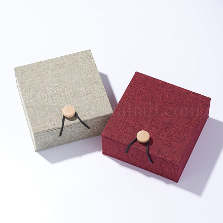 Burlap and Cloth Pendant Necklace Boxes OBOX-D005-M-1