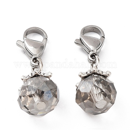 Electroplate Faceted Glass Pendants HJEW-TAC0004-02-1