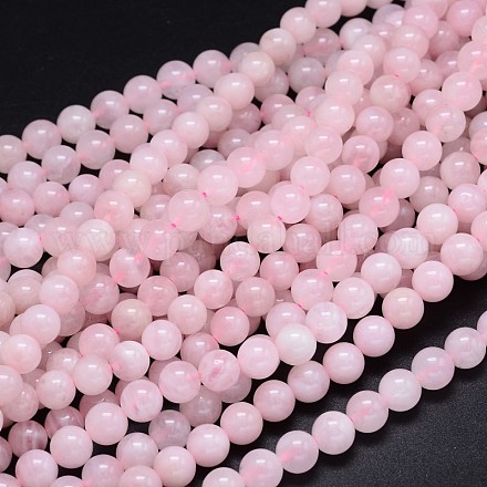 Ronda natural grado a hebras de perlas de cuarzo rosa G-F222-40-8mm-1