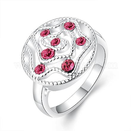 Laiton exquis anneaux strass tchèque doigt de fleurs pour les femmes RJEW-BB02033-7-1