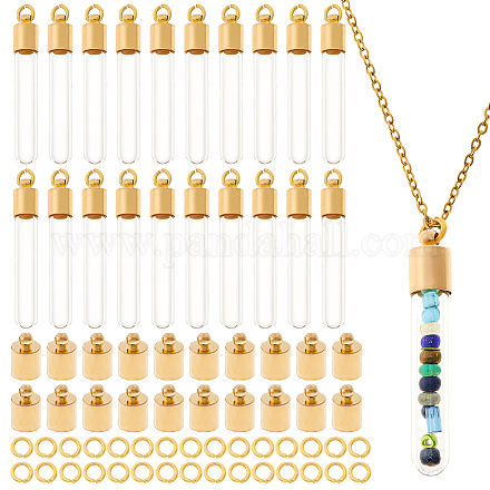 Наборы для самостоятельного изготовления ожерелий с подвесками из нержавеющей стали 304 и стеклянной бутылки DIY-HS0001-51G-1