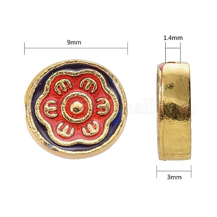 Perlas de esmalte de aleación de estilo chino ENAM-L015-26A-G-1