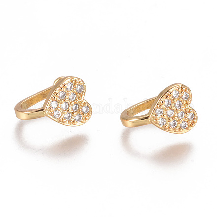 Golden Plated Brass Micro Pave Cubic Zirconia Cuff Earrings EJEW-L244-37G-1