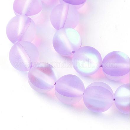Chapelets de perles en pierre de lune synthétique G-R375-6mm-A02-1