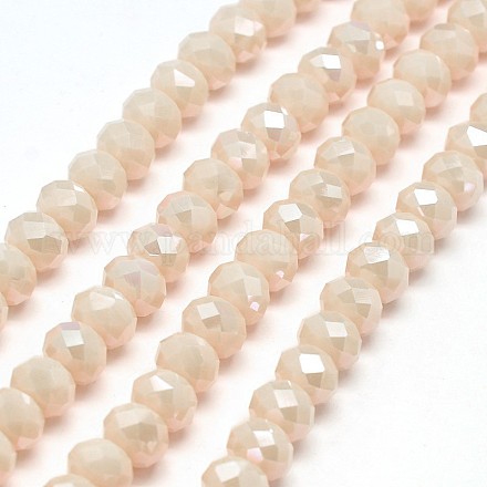 1 chapelets de perles en rondelles en verre de cristal opaque de couleur solide X-EGLA-F047A-13AB-1