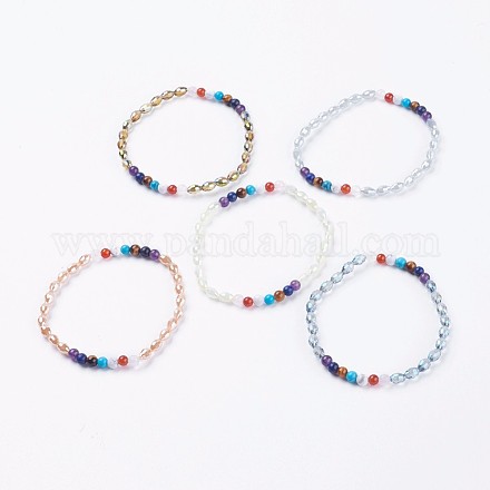 Bracelets extensibles en perles de verre BJEW-JB03487-1