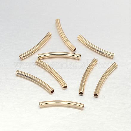 Real Gold Plated Brass Curved Tube Beads KK-L147-193-NR-1
