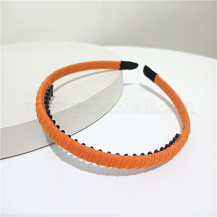 ヘアアクセサリープレーンプラスチックヘアバンドパーツ  歯と布で  オレンジ  140x120mm OHAR-PW0001-148H-1