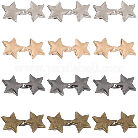 12 шт. 4-цветные регулируемые булавки для джинсов из сплава со звездами AJEW-DJ0004-83-1