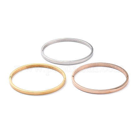 3Pcs 3 Color Ion Plating(IP) 304 Stainless Steel Classic Simple Plain Bangle BJEW-B055-05-1