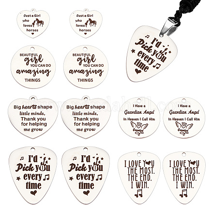 arricraft 12 Pcs 3 Styles Stainless Steel Guitar Pick Charms STAS-AR0001-58-1