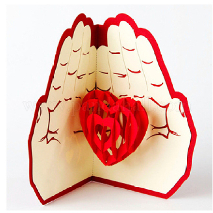 3d pop up coeur dans la main cartes de voeux cadeaux Saint Valentin papier artisanat DIY-N0001-016R-1