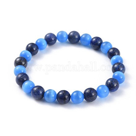 Pulseras elásticas de lapislázuli natural (teñidas)&nbsp;BJEW-JB04506-04-1