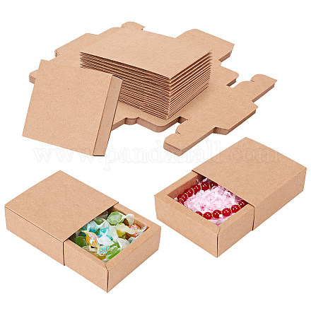 BENECREAT 20 Pack Kraft Paper Drawer Box Festival Gift Wrapping Boxes Soap Jewelry Candy Weeding Party Favors Gift Packaging Boxes - Brown (3.26x3.26x1.3) CON-BC0004-32A-A-1