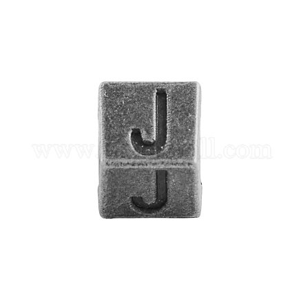 Antique Silver Plated Initial Letter Alloy European Beads TIBEB-Q054-41AS-NR-1