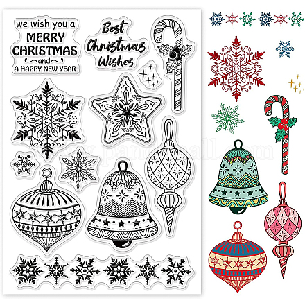 BENECREAT Christmas Bell Snowflake Clear Stamp DIY-WH0167-56-1042-1