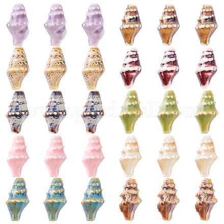 24шт 8 цвета фарфоровые бусины ручной работы PORC-ME0001-04-1