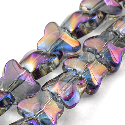 Fils de perles de verre transparentes plaquées demi-arc-en-ciel EGLA-G037-11A-HR01-1