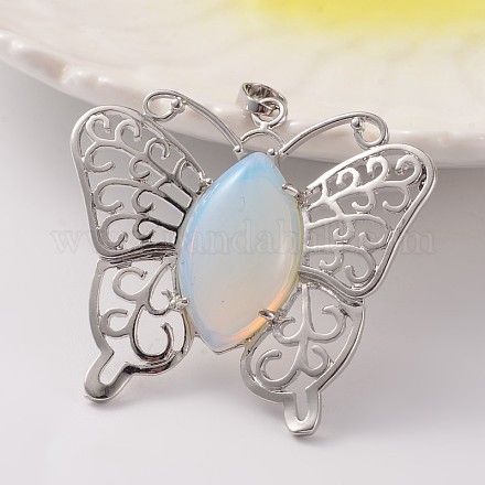 Mariposa colgantes de platino tono de bronce Opalite G-M288-03-1