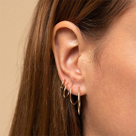 Серьги-кольца из нержавеющей стали 304 EJEW-X0015-03G-1