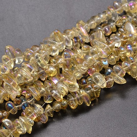 Full Rainbow Plated Chip Glass Bead Strands EGLA-E028-FR07-1