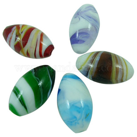 Mixed Color Handmade Lampwork Rice Beads X-DT265J-1
