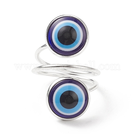 Двойное кольцо-манжета от сглаза из синей смолы RJEW-JR00535-1
