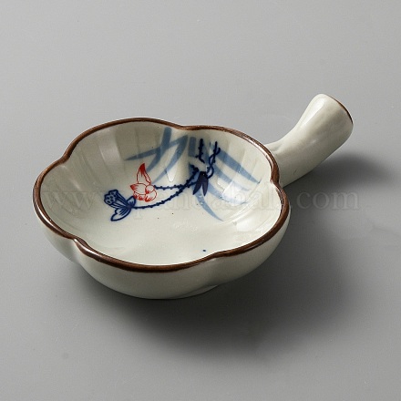 Керамическая чернильная пластина в форме цветка с ручкой DIY-WH0410-27D-1