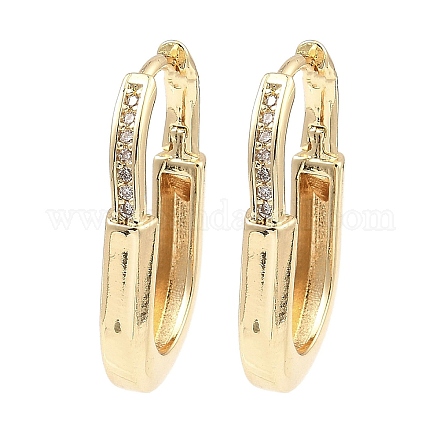 Brass with Cubic Zirconia Hoop Earrings EJEW-D078-30KCG-1
