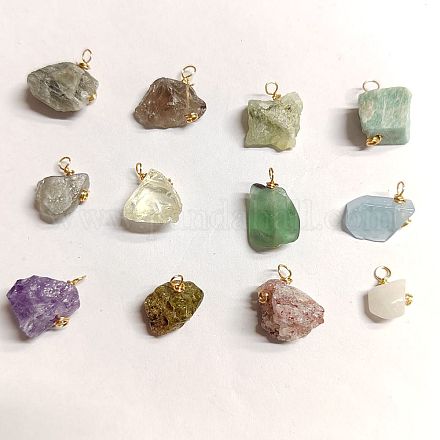 12 Uds 12 estilos colgantes de piedras preciosas mezcladas naturales crudas en bruto PALLOY-AB00002-1