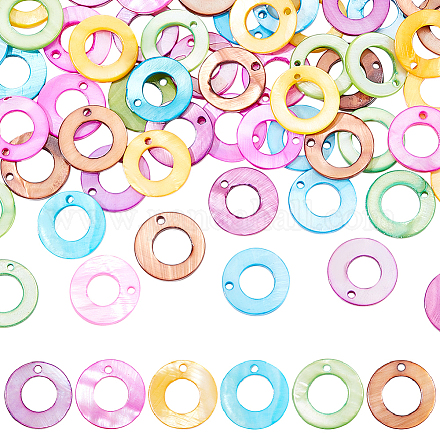 AHANDMAKER 60 Pcs Round Ring Shape Shell Beads SSHEL-GA0001-13-1