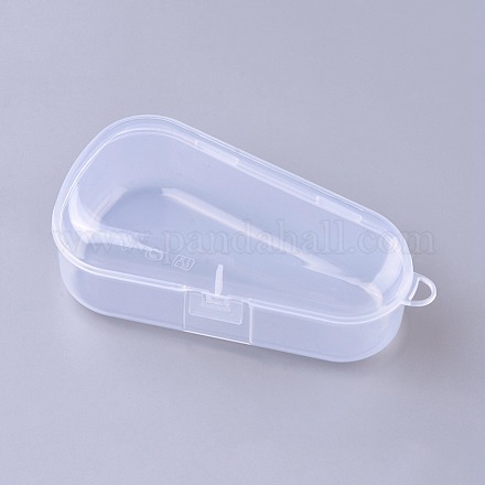 プラスチックビーズ収納ケース  ティアドロップ  透明  14.5x7.5x4.8cm CON-WH0068-61-1