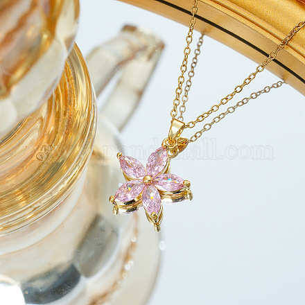 Ожерелья с подвеской в виде цветка сливы из латуни с кубическим цирконием для женщин FS-WG57E4E-01-1