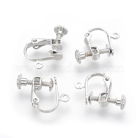 Accessoires de boucle d'oreille clips à vis en laiton plaqué avec pince spirale KK-P169-01P-1