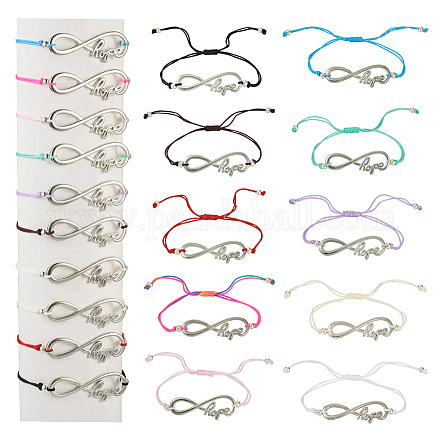 10 pièces 10 couleurs alliage infini avec espoir lien bracelets ensemble pour hommes femmes BJEW-TAC0008-02-1