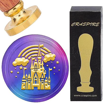 Латунная восковая печать с деревянной ручкой AJEW-WH0412-0328-1