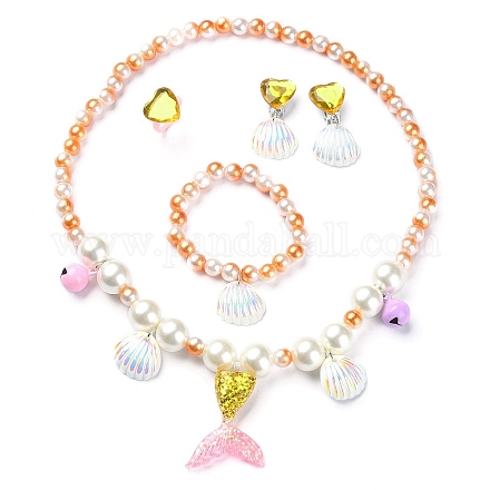 Ensemble de bijoux en perles de plastique et de résine pour enfants SJEW-F221-02-1