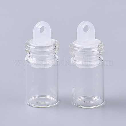 ガラス瓶のペンダントの装飾  ウィッシングボトル  プラスチックプラグ付き  透明  24.5x10mm  穴：2mm  容量：1ml（0.03液量オンス） CON-T001-001-1