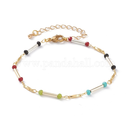 Bracelets en perles de verre rondelle à facettes BJEW-JB05761-1