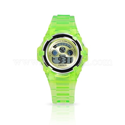 Ohsenブランドのレディースシリコーンスポーツ腕時計  高品質のステンレス鋼のデジタル時計  芝生の緑  220x17mm  ウォッチヘッド：42x40x14mm  ウオッチフェス：32x32mm WACH-N002-24-1