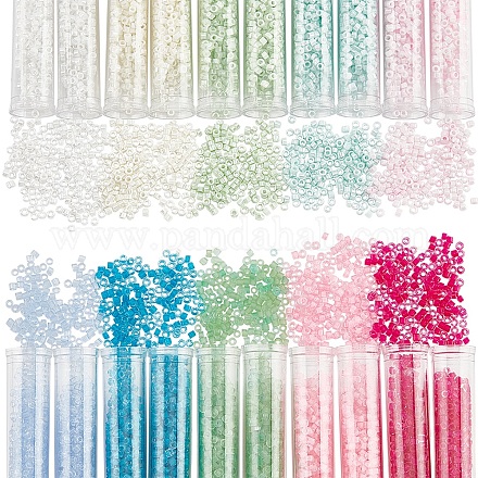 Nbeads 3500Pcs 10 Colors Glass Cylinder Beads SEED-NB0001-78-1
