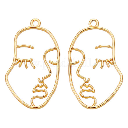 SUNNYCLUE 1 Box Human Face Charms Open Back Bezel Abstract Face Charms Golden Blanks Hollow Resin Frame Double Sided Charm Women Profile Head Charms for Jewelry Making Charm DIY Earrings Supplies FIND-SC0004-29-1