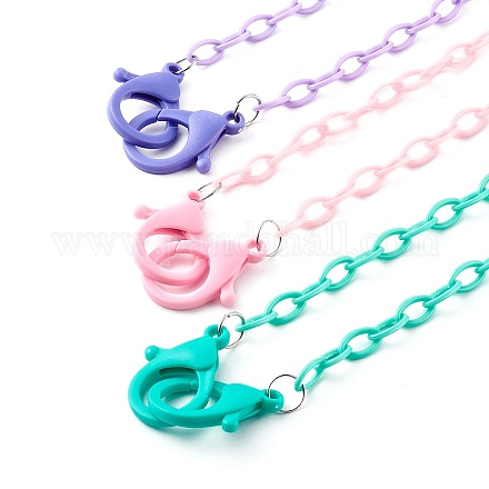 3Pcs 3 Colors Personalized ABS Plastic Cable Chain Necklaces NJEW-JN03484-04-1