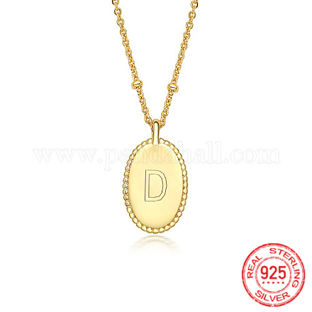 925 collar con colgante ovalado con inicial de letra de plata de ley para mujer. EL6437-4-1